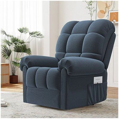 DripeX - Fauteuil Relax électrique avec Repose-Pieds - Bleu Velours Teddy - Armchair DripeX - Fauteuil Relax électrique avec Repose-Pieds - Bleu Velours Teddy - Armchair