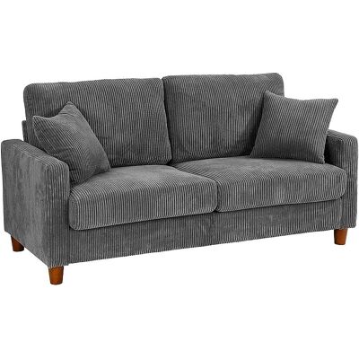 DripeX - Canapé Velours Côtelé 2 Places - Gris - Sofa DripeX - Canapé Velours Côtelé 2 Places - Gris - Sofa