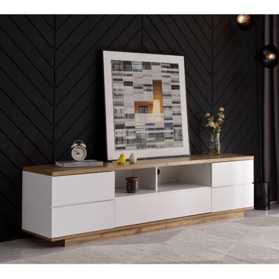 KEEPBUYING - MuebleTV Blanco - 5 porte - 8 scomparti - TV stand KEEPBUYING - MuebleTV Blanco - 5 porte - 8 scomparti - TV stand