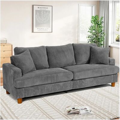 DripeX Sofá de Veludo 3 Lugares - Moderno, Assento Profundo, 220cm DripeX Sofá de Veludo 3 Lugares - Moderno, Assento Profundo, 220cm