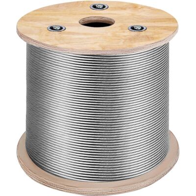 Cuerda de Acero Inoxidable Vevor - 150m, Construcción 7x7, 1700 lbs Cuerda de Acero Inoxidable Vevor - 150m, Construcción 7x7, 1700 lbs