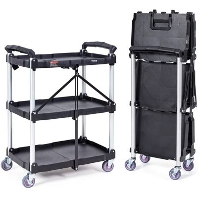 Vevor Chariot de Service Pliable - 3 Étagères Vevor Chariot de Service Pliable - 3 Étagères