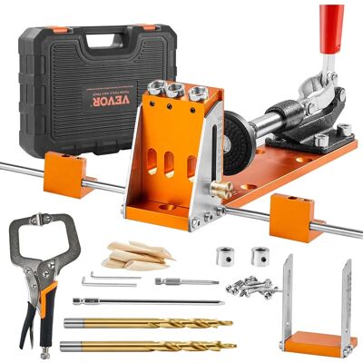 Vevor Kit de Jig pour Trou de Poche - Profondeur Ajustable avec Pince Vevor Kit de Jig pour Trou de Poche - Profondeur Ajustable avec Pince