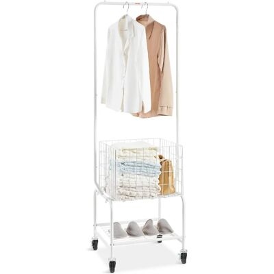 Corbeille à linge métallique roulant Vevor avec porte-vêtements suspendu - Organisateur de rangement - Publicité Corbeille à linge métallique roulant Vevor avec porte-vêtements suspendu - Organisateur de rangement - Publicité