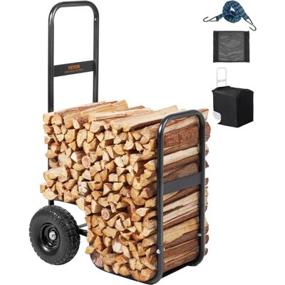 Vevor Carrello Legna - Acciaio, 250 lbs, Nero - Trasporto Legna Vevor Carrello Legna - Acciaio, 250 lbs, Nero - Trasporto Legna