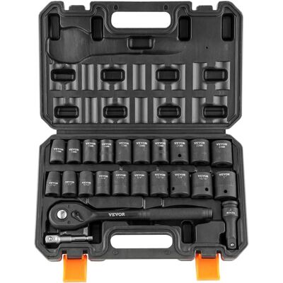 Set de sockets d'impact Vevor - 23 pièces SAE 7/16"-1" & métriques 13-24mm Acier Cr-V - Publicité Set de sockets d'impact Vevor - 23 pièces SAE 7/16"-1" & métriques 13-24mm Acier Cr-V - Publicité