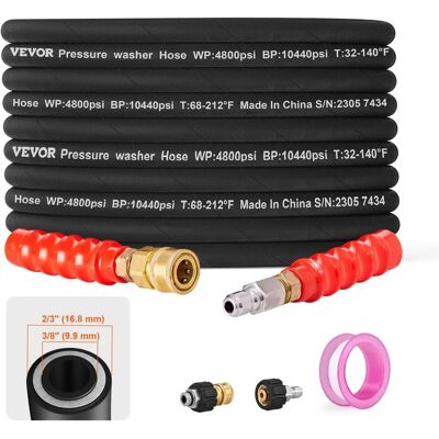 Vevor Tuyau de Lavage à Pression - 100FT, Sans Torsion, Connecteurs 3/8" - Accessoire pour Nettoyeur Pressure - Publicité Vevor Tuyau de Lavage à Pression - 100FT, Sans Torsion, Connecteurs 3/8" - Accessoire pour Nettoyeur Pressure - Publicité