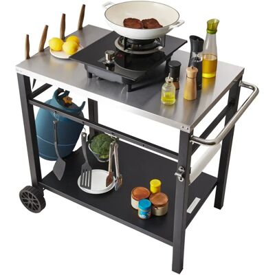 Carrello per Grigliata Vevor con Due Ripiani - Tavolo di Preparazione Portatile Carrello per Grigliata Vevor con Due Ripiani - Tavolo di Preparazione Portatile