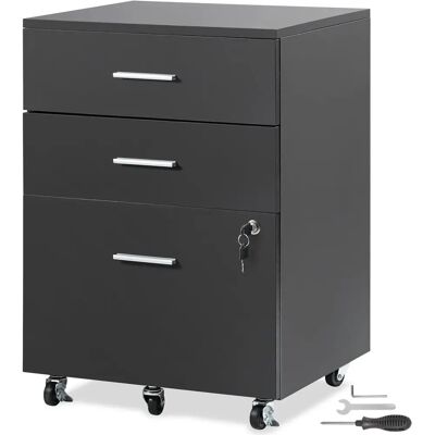 Vevor Armoire à Fichiers Noire - 3 tiroirs avec Verrouillage pour Bureau & Maison - Publicité Vevor Armoire à Fichiers Noire - 3 tiroirs avec Verrouillage pour Bureau & Maison - Publicité