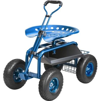 Carrello da Giardino Vevor con Sedile e Ruote - Blu Carrello da Giardino Vevor con Sedile e Ruote - Blu
