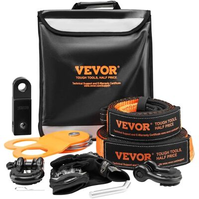 Vevor Kit de recuperación off-road 8 - 44092 lbs D-Ring Mosquetones, Polea, Guantes, Bolsa de almacenamiento Vevor Kit de recuperación off-road 8 - 44092 lbs D-Ring Mosquetones, Polea, Guantes, Bolsa de almacenamiento