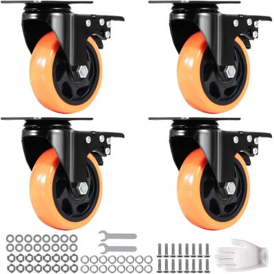 Roues pivotantes en acier Vevor - Résistantes, avec frein - 4 pouces - Publicité Roues pivotantes en acier Vevor - Résistantes, avec frein - 4 pouces - Publicité