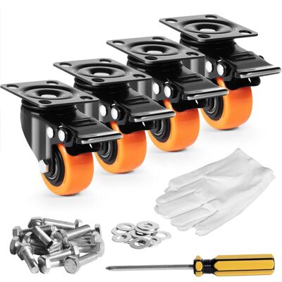 Roues pivotantes en acier Vevor - Roues en PVC de 2 pouces avec blocage - Silencieuses et durables - Publicité Roues pivotantes en acier Vevor - Roues en PVC de 2 pouces avec blocage - Silencieuses et durables - Publicité