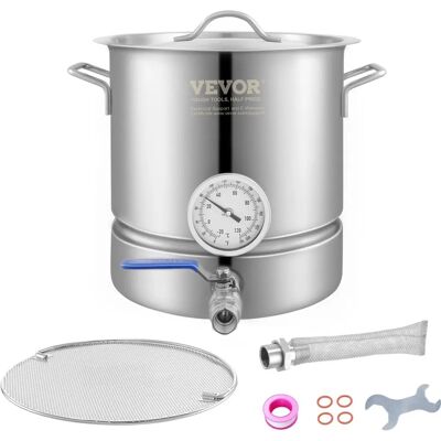 Vevor Hervidor de acero inoxidable - 5 galones - Termómetro, doble filtración Vevor Hervidor de acero inoxidable - 5 galones - Termómetro, doble filtración