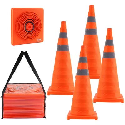 Conos de Seguridad VEVOR 4 Piezas de Conos de Tráfico Dobráveis 28" con Collares Reflectantes Conos de Seguridad VEVOR 4 Piezas de Conos de Tráfico Dobráveis 28" con Collares Reflectantes