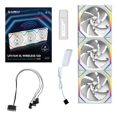 Lian Li - UNI FAN SL Wireless 120 Reverse Blade - Wit - CPU-ventilator Lian Li - UNI FAN SL Wireless 120 Reverse Blade - Wit - CPU-ventilator