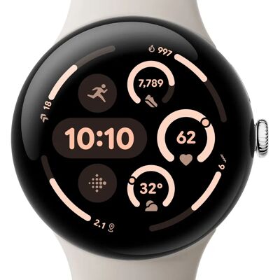 Google Pixel Watch 3 - Caja de Plata Pulida de 45 mm Bluetooth Banda Activa de Porcelana Google Pixel Watch 3 - Caja de Plata Pulida de 45 mm Bluetooth Banda Activa de Porcelana