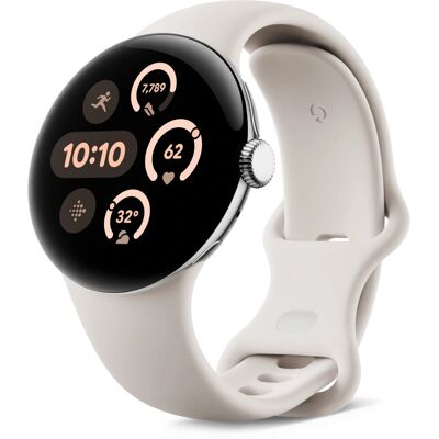 Google Pixel Watch 3 - Boîtier en argent poli de 41 mm 4G Bracelet actif en quartz rose - Publicité Google Pixel Watch 3 - Boîtier en argent poli de 41 mm 4G Bracelet actif en quartz rose - Publicité
