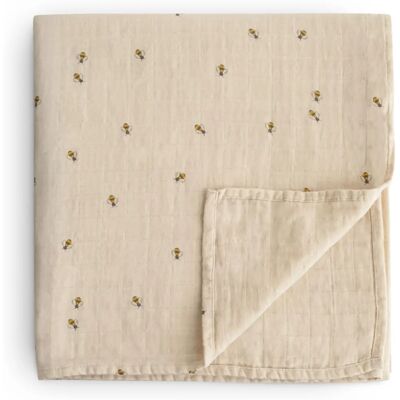 Mushie Maxi coton abeille - Muselina de coton maxi - Gigoteuse et couverture bébé - Publicité Mushie Maxi coton abeille - Muselina de coton maxi - Gigoteuse et couverture bébé - Publicité