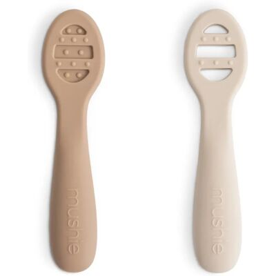 Mushie Babylepels Natural en Shifting Sand - Set van 2 Mushie Babylepels Natural en Shifting Sand - Set van 2
