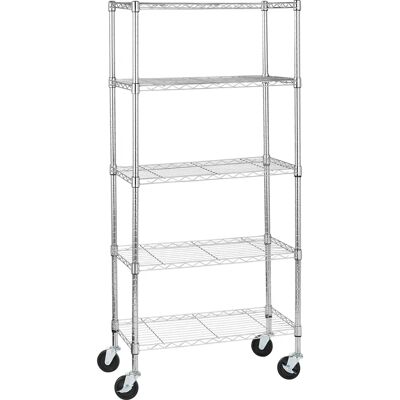 Scaffale di stoccaggio resistente regolabile Amazon Basics - Cromo Scaffale di stoccaggio resistente regolabile Amazon Basics - Cromo