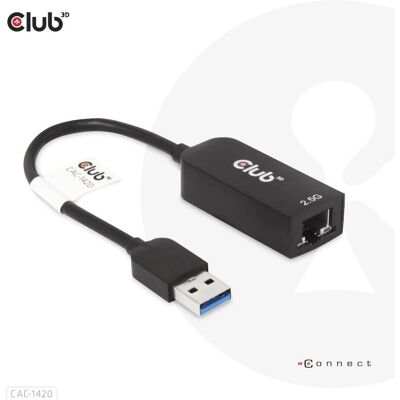 Tarjeta de red Ethernet Club3D CAC-1420 - Adaptador USB 3.2 Gen1 2,5 Gbps Tarjeta de red Ethernet Club3D CAC-1420 - Adaptador USB 3.2 Gen1 2,5 Gbps