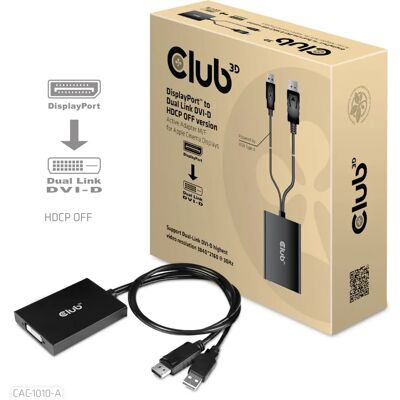 CLUB3D - CAC-1010-A - 2560x1600 - DVI-D - DisplayPort to DVI Adapter CLUB3D - CAC-1010-A - 2560x1600 - DVI-D - DisplayPort to DVI Adapter