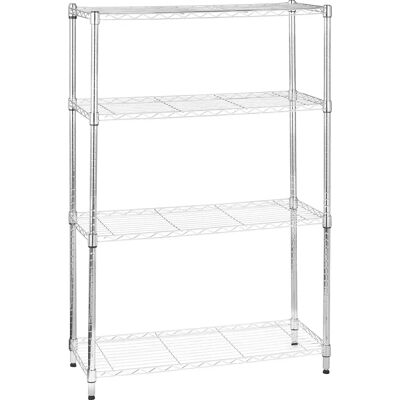 Amazon Basics Opslagrek - 4 verstelbare planken - Chroom - 137cm hoog Amazon Basics Opslagrek - 4 verstelbare planken - Chroom - 137cm hoog