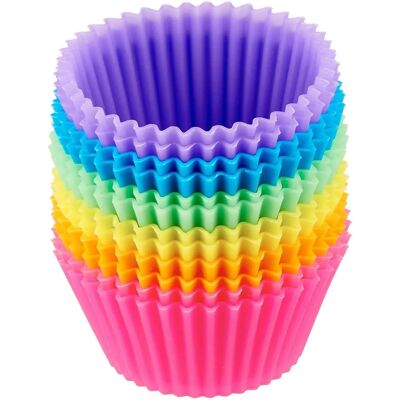 Amazon Basics Moules à muffins en silicone réutilisables - Pack de 12 Amazon Basics Moules à muffins en silicone réutilisables - Pack de 12