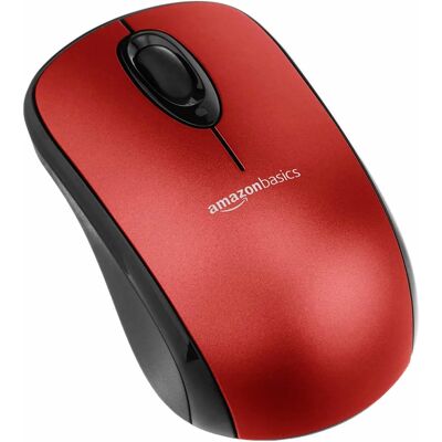 Souris optique sans fil AmazonBasics MGR0975T-G55L - Rouge - Publicité Souris optique sans fil AmazonBasics MGR0975T-G55L - Rouge - Publicité