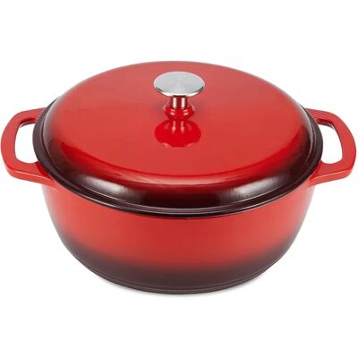 Amazon Basics Cast Iron Dutch Oven - 6.9L Red Amazon Basics Cast Iron Dutch Oven - 6.9L Red