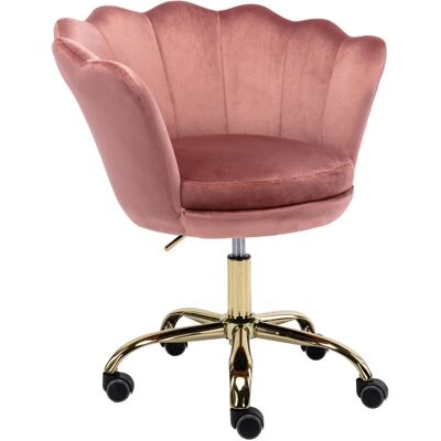 Silla de Oficina Wahson - Terciopelo Rosa con Respaldo de Pétalos - Altura Ajustable Silla de Oficina Wahson - Terciopelo Rosa con Respaldo de Pétalos - Altura Ajustable