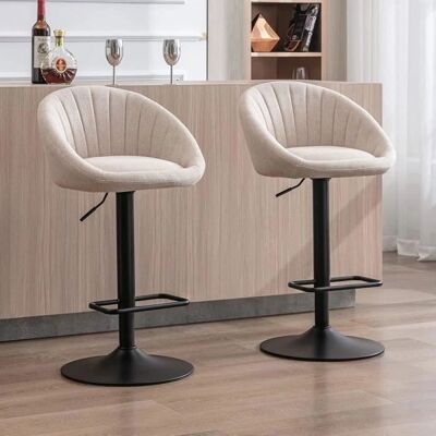 WAHSON - Bar Stool Set - Beige - Fabric - Bar Stools WAHSON - Bar Stool Set - Beige - Fabric - Bar Stools