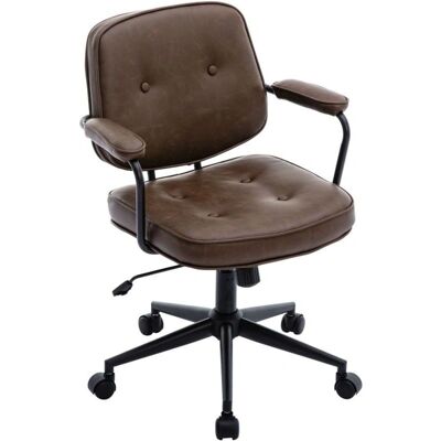 Wahson - Brown Eco Leather - Wheels - Height Adjustable - Office Chair Wahson - Brown Eco Leather - Wheels - Height Adjustable - Office Chair
