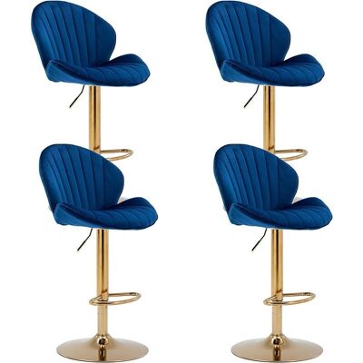 WAHSON - Velvet Swivel Bar Stool - Blue - 84-104 cm - Bar Stool WAHSON - Velvet Swivel Bar Stool - Blue - 84-104 cm - Bar Stool