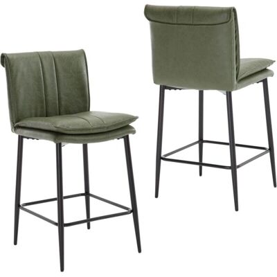 Wahson - Taburete de Bar 2-Pack - Verde - Cuero PU - Taburete de Bar Wahson - Taburete de Bar 2-Pack - Verde - Cuero PU - Taburete de Bar