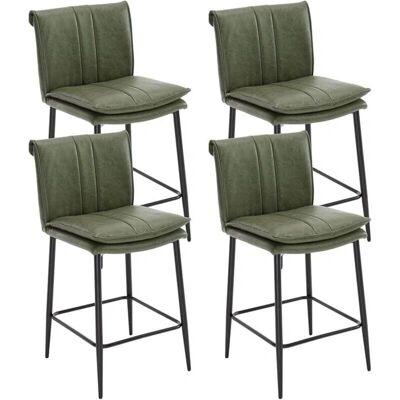 Wahson Taburete de Barra PU Cuero Verde Respaldo Bar Stool Wahson Taburete de Barra PU Cuero Verde Respaldo Bar Stool