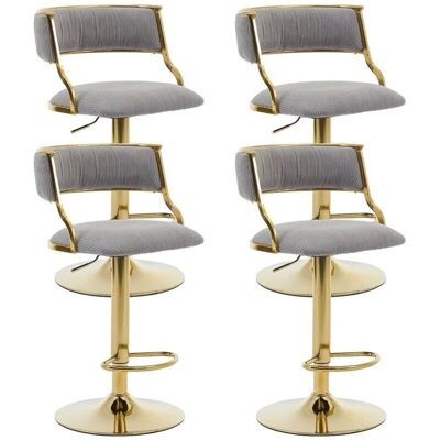 WAHSON - VH4 - Velvet Upholstery - Gold Legs - Bar Stool Set WAHSON - VH4 - Velvet Upholstery - Gold Legs - Bar Stool Set