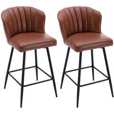 WAHSON Taburetes Bar PU Cuero 2 piezas con respaldo WAHSON Taburetes Bar PU Cuero 2 piezas con respaldo