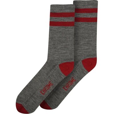 CHROME - Merino Crew Half - Gris - Raya Roja EU 35-38 - Calcetines CHROME - Merino Crew Half - Gris - Raya Roja EU 35-38 - Calcetines