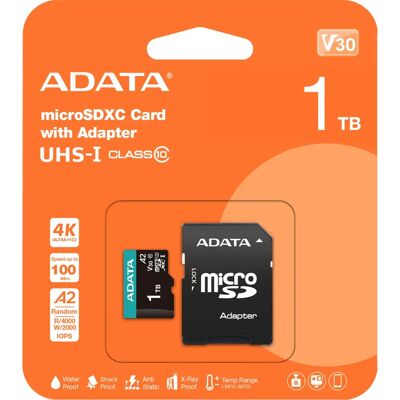 ADATA - AUSDX1TUI3V30SA2-RA1 - MicroSDXC UHS-I Class 10 - Memory Card ADATA - AUSDX1TUI3V30SA2-RA1 - MicroSDXC UHS-I Class 10 - Memory Card