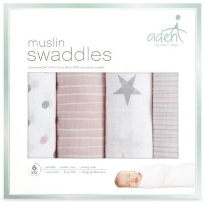 aden + anais - S3100 - Rose - 112x112 cm - couverture bébé - Publicité aden + anais - S3100 - Rose - 112x112 cm - couverture bébé - Publicité