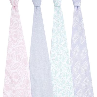 Aden + Anais Damsel Pink Muslin Swaddle Blanket 4-Pack Aden + Anais Damsel Pink Muslin Swaddle Blanket 4-Pack