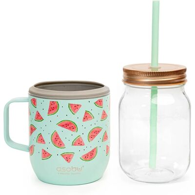 Asobu Moonshine Mason Jar 475ml - Izolowany stal nierdzewny Teal Asobu Moonshine Mason Jar 475ml - Izolowany stal nierdzewny Teal