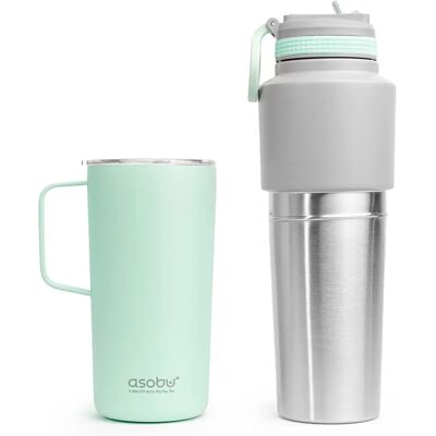 Asobu Twin Pack Bottle With Mug Mint - Thermal Bottle Asobu Twin Pack Bottle With Mug Mint - Thermal Bottle