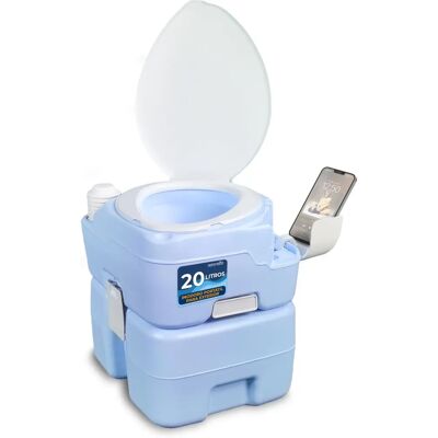 SereneLife SLCATL380 Portable Chemical Toilet - 20L - Blue - Camping SereneLife SLCATL380 Portable Chemical Toilet - 20L - Blue - Camping