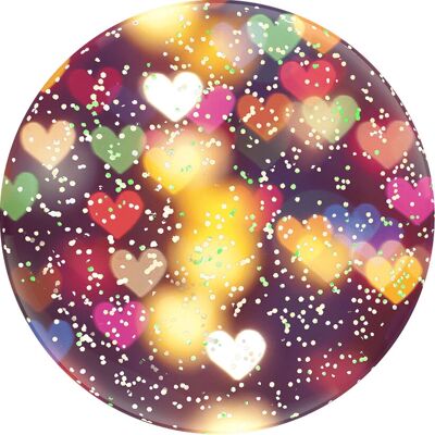 PopSockets Glitter Bokeh Hearts - Passiv stöd för e-reader och telefon PopSockets Glitter Bokeh Hearts - Passiv stöd för e-reader och telefon