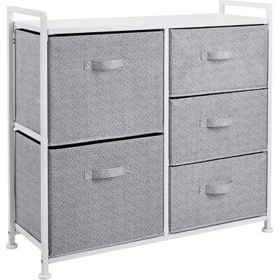 Basics BSK-007WH Wardrobe Cabinet - 5 Fabric Drawers - White Basics BSK-007WH Wardrobe Cabinet - 5 Fabric Drawers - White
