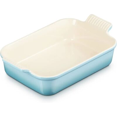 Le Creuset Plat rectangulaire Heritage en Teal - Four et micro-ondes - Publicité Le Creuset Plat rectangulaire Heritage en Teal - Four et micro-ondes - Publicité