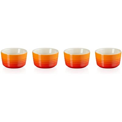 Le Creuset Juego de 4 ramequines de cerámica - Naranja Le Creuset Juego de 4 ramequines de cerámica - Naranja